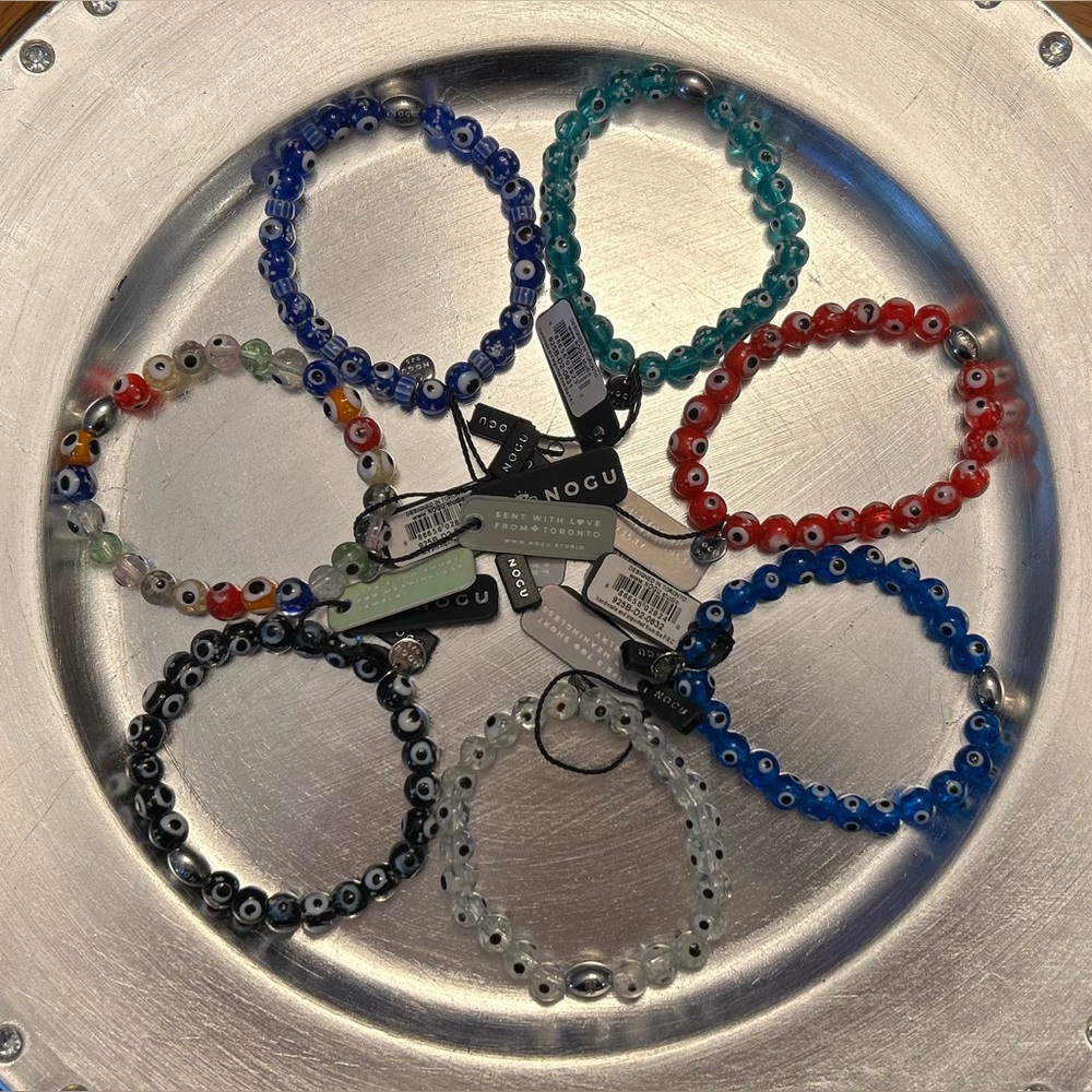 ππ NOGU Rainbow .925 Sterling Silver Firefly Glass Evil Eye Bracelet ππ - Picture 4 of 4